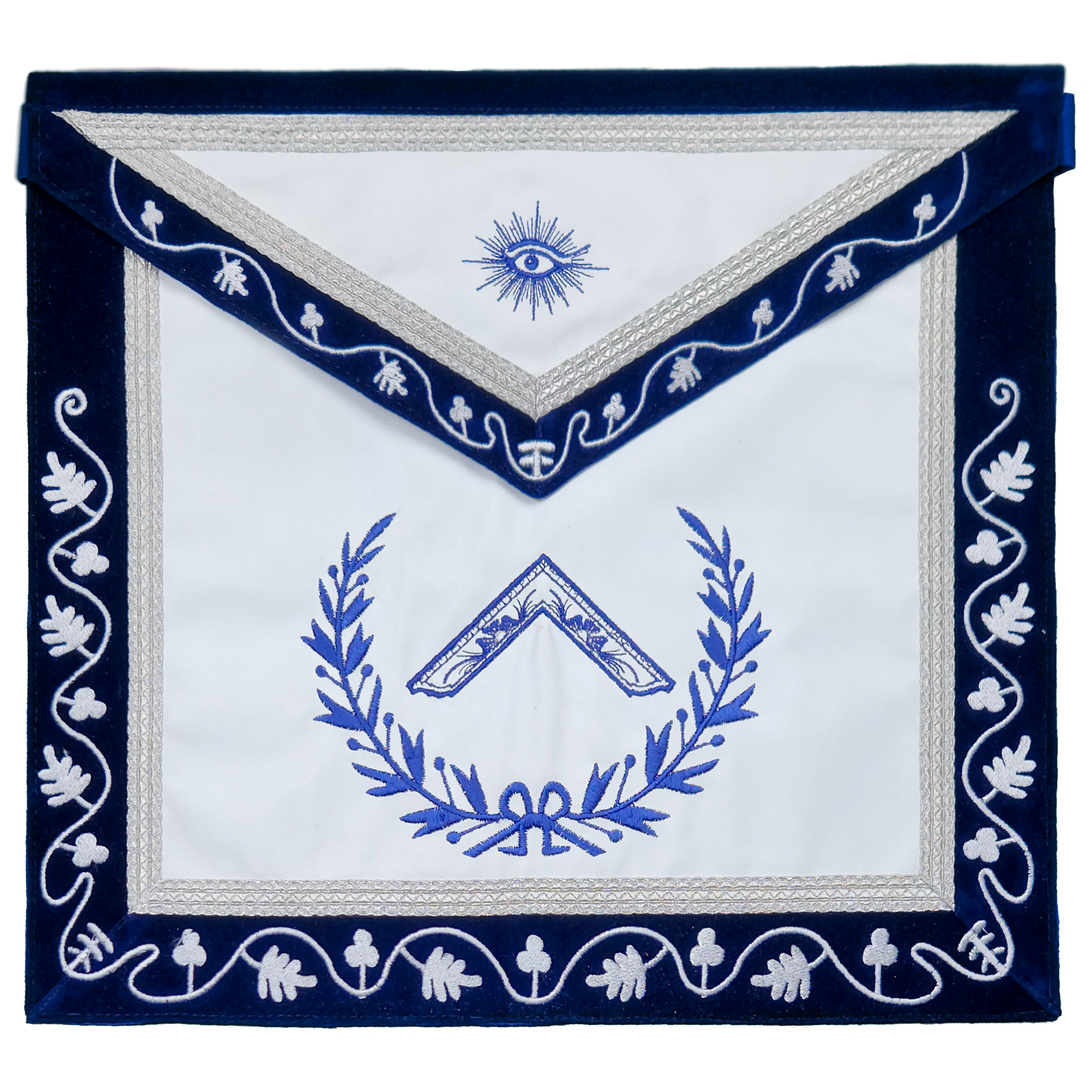 Blue Lodge Masonic Officers Complete Premium Set — Velvet Vine Aprons, Chain Collars & Silver Jewels (Set of 13) - Image 7