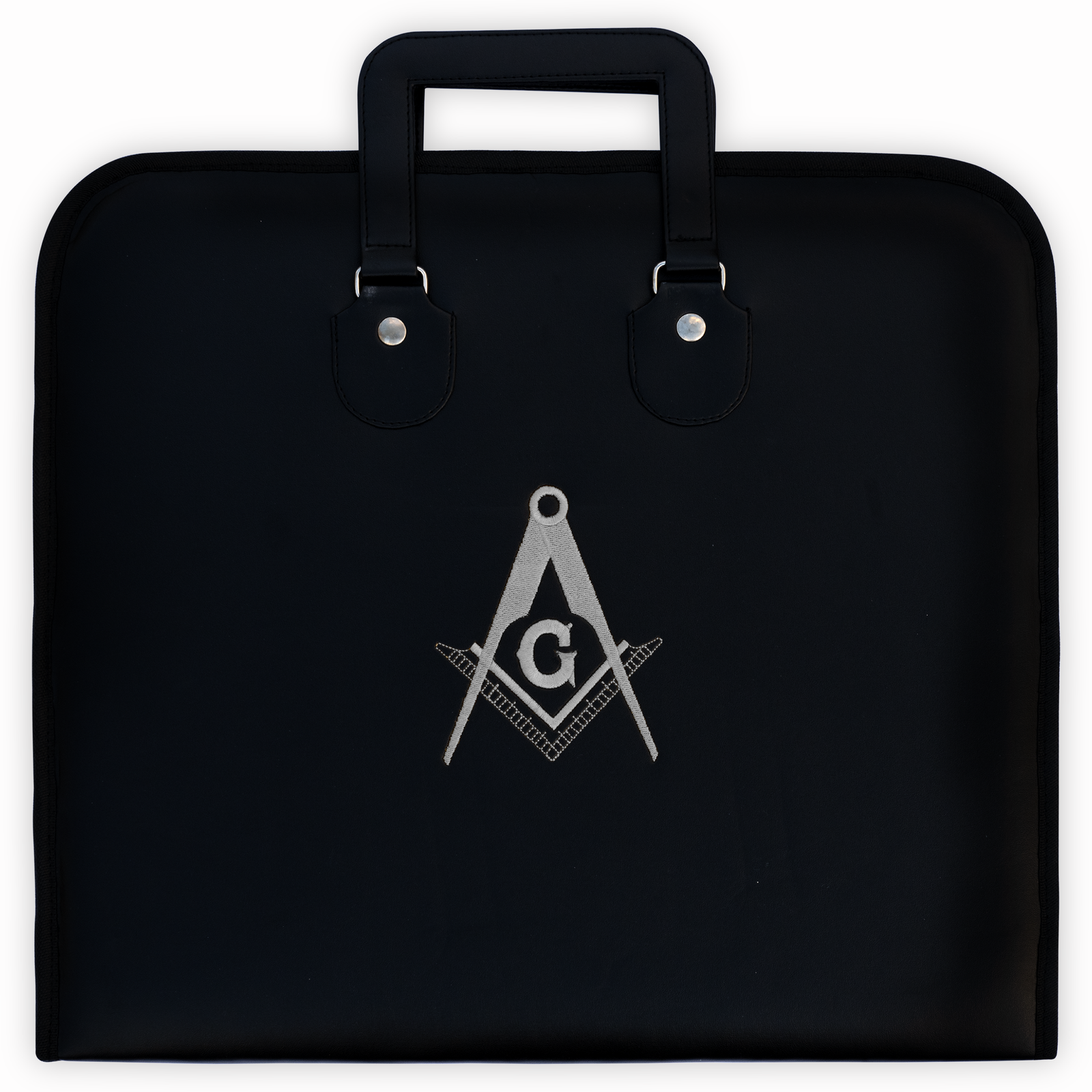 Master Mason Apron Case – Black Faux Leather with Oxford Cloth Lining – Timeless Protection with Masonic Symbolism & Functional Design
