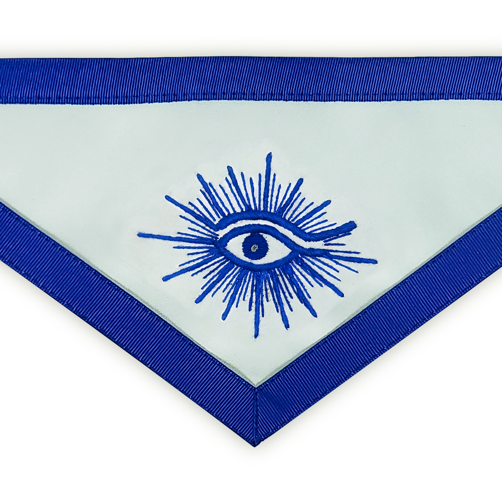 Blue Lodge Musician Apron – Masonic Officer Regalia with Machine Embroidered Wreath & Lyre – Royal Blue Ribbon Detailing - Image 2