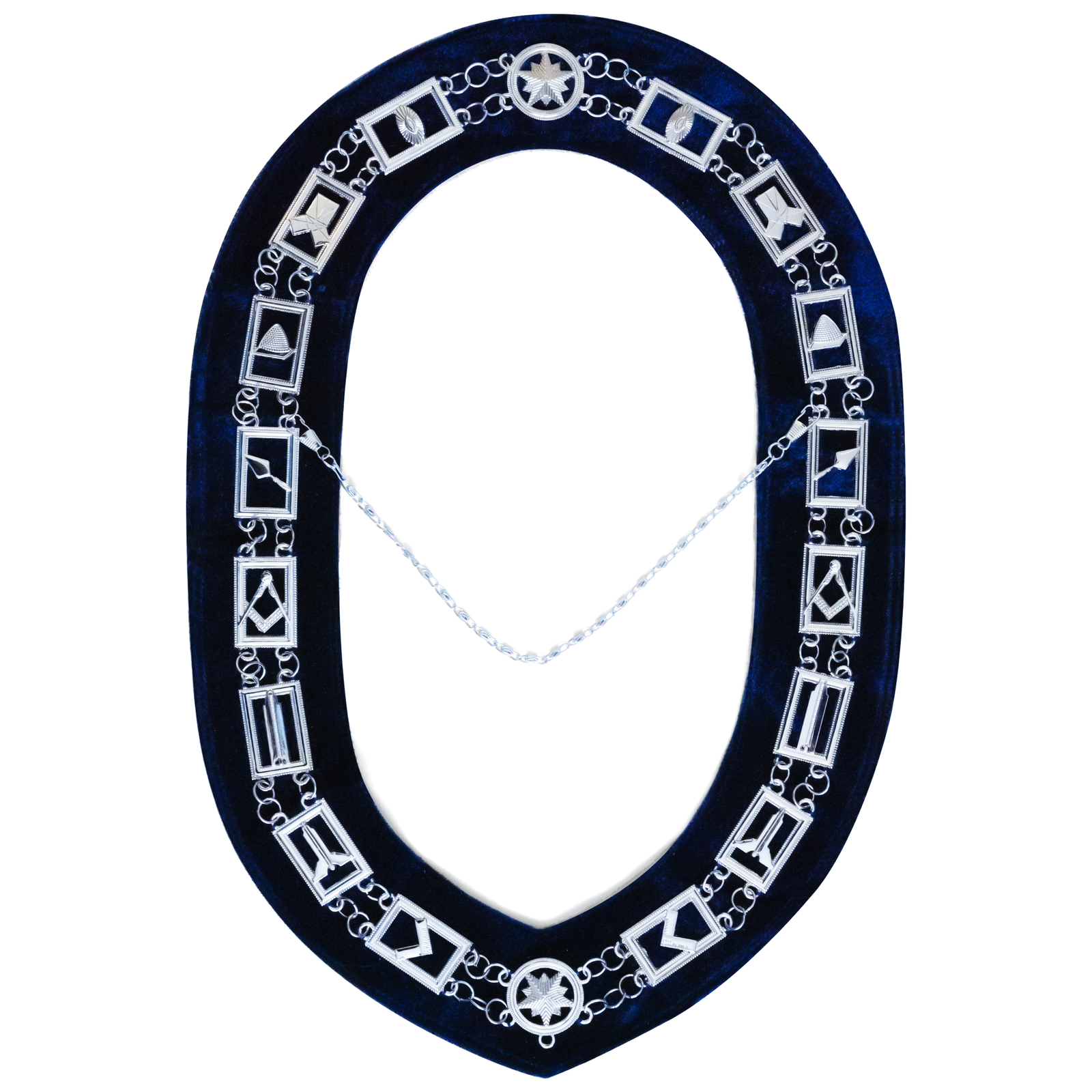 Blue Lodge Masonic Officers Complete Value Set — Royal Blue Aprons, Chain Collars & Silver Jewels (Set of 11) - Image 8