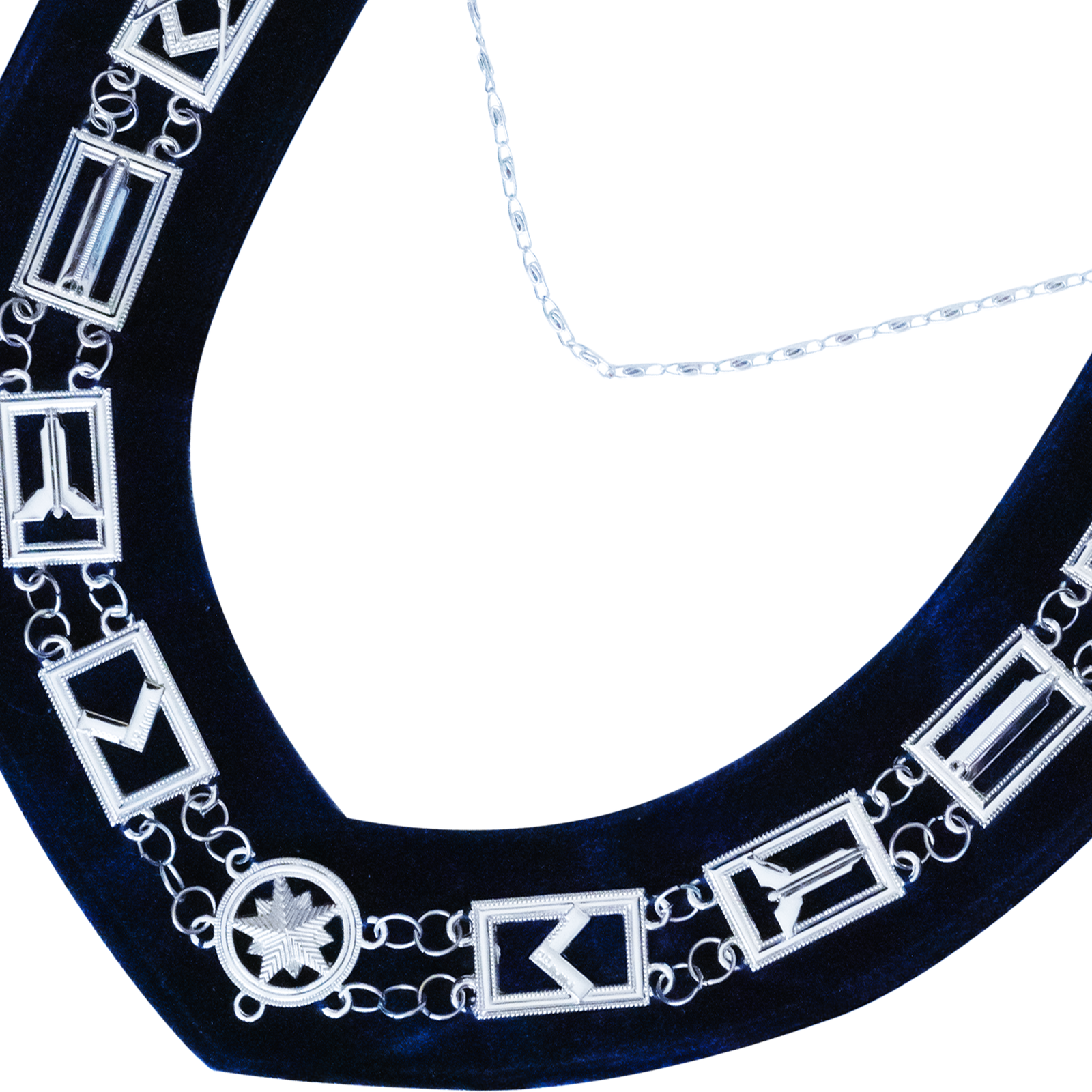 Blue Lodge Chain Collar | Silver Plated on Blue Velvet | Blue Lodge Chain Collar Set - Image 2